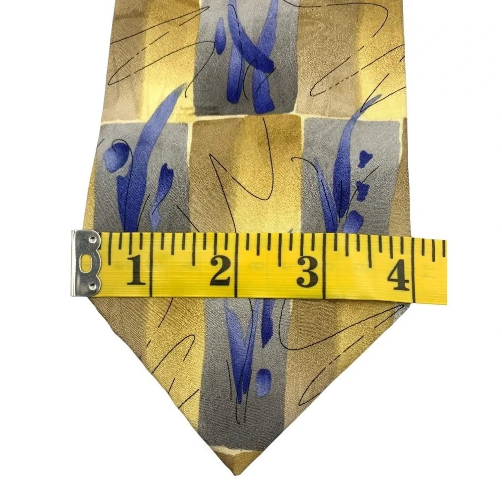 J. Garcia 100% Silk Ties Lot‎ 3 Abstract Pattern Blue Yellow Brown
